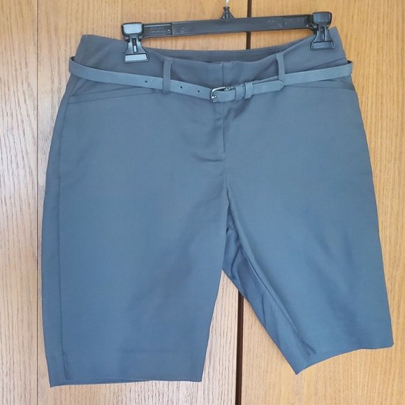 Women's APT.9 Essentials Dark Grey Shorts w/ Belt Size 4 Cotton/spandex - Picture 1 of 6